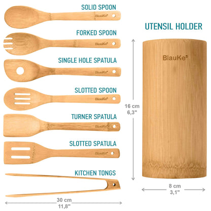 Bamboo Kitchen Utensils Set 8-Pack